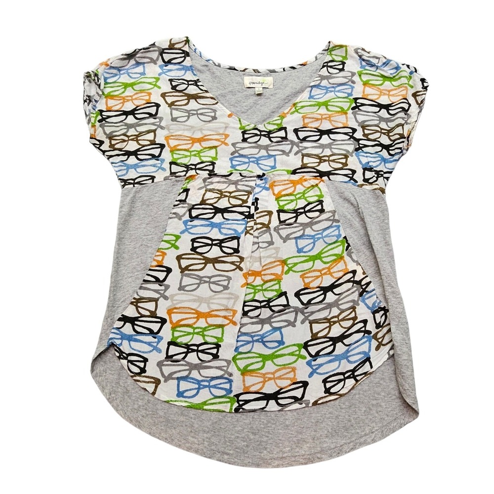 Porridge Anthropologie Eyeglass Pattern Short Sleeve Shirt Small